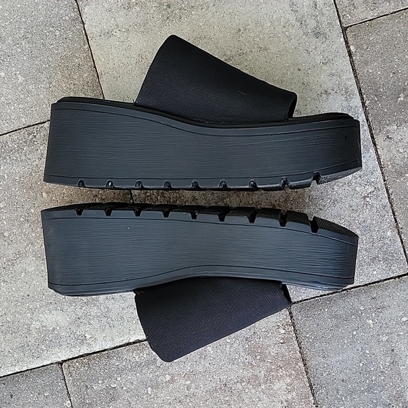 Steve Madden Platform Sandals Sz 8 Black - Picture 4 of 8